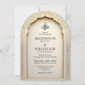 Islamic Arch Chic Elegant Trouwpaar Monogram Kaart (Voorkant)