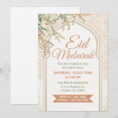 Islamic Arch Floral Eid Mubarak Invitation (Devant / Derrière)
