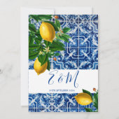 Islamic Bismillah Lemons Blue White Tile Monogram Kaart (Achterkant)