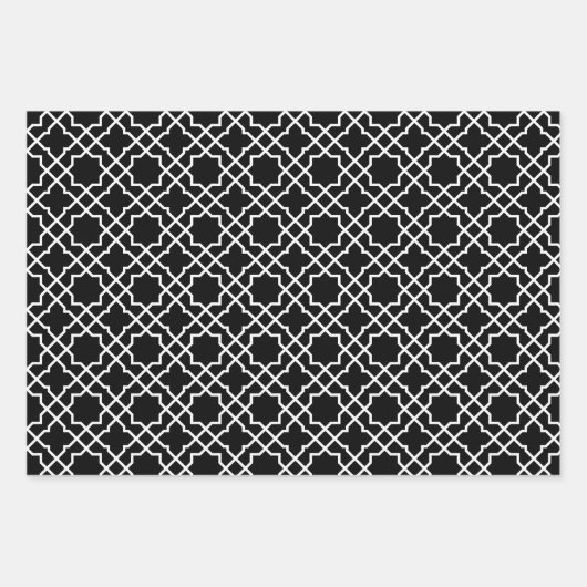 Islamic Black Arabesque Pattern Gift Paper Wrap (Voorkant 2)