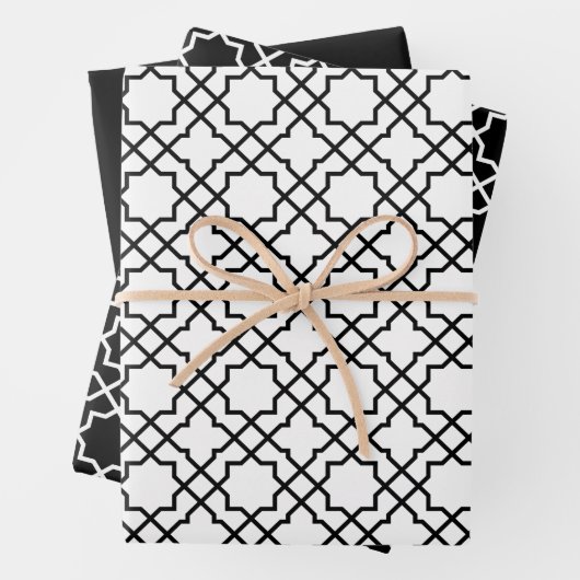 Islamic Black Arabesque Pattern Gift Paper Wrap (In situ)