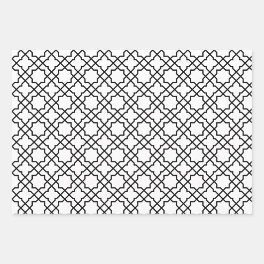 Islamic Black Arabesque Pattern Gift Paper Wrap (Voorkant)