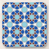 Islamic Blue White Moroccan Geometric Pattern Beve Bier Onderzetter (Voorkant)