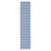Islamic Blue White Moroccan Geometric Pattern Korte Tafelloper (Voorkant)