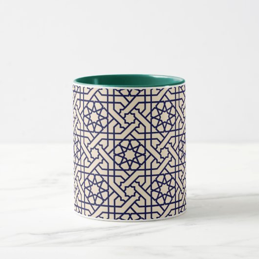 Islamic Blue White Moroccan Geometric Pattern Mok (Midden)