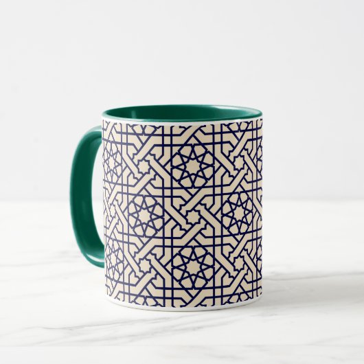 Islamic Blue White Moroccan Geometric Pattern Mok (Voorkant links)