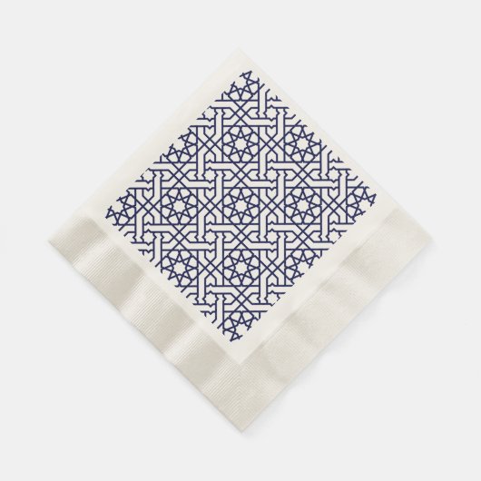 Islamic Blue White Moroccan Geometric Pattern Servet (Hoek)