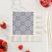 Islamic Blue White Moroccan Geometric Pattern Servet (Insitu)