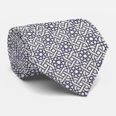 Islamic Blue White Moroccan Geometric Pattern Stropdas (Opgerold)
