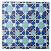 Islamic Blue White Moroccan Geometric Pattern Tegeltje (Voorkant)