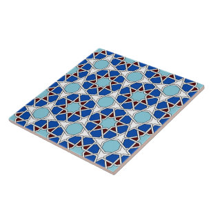 Islamic Blue White Moroccan Geometric Pattern Tegeltje
