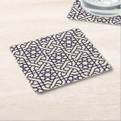 Islamic Blue White Moroccan Geometric Pattern Vierkante Kartonnen Onderzetter (Schuin)
