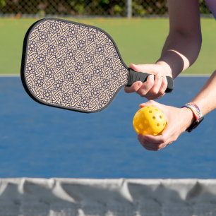 Islamic Blue White Moroccan Geometric Vector Art Pickleball Paddle