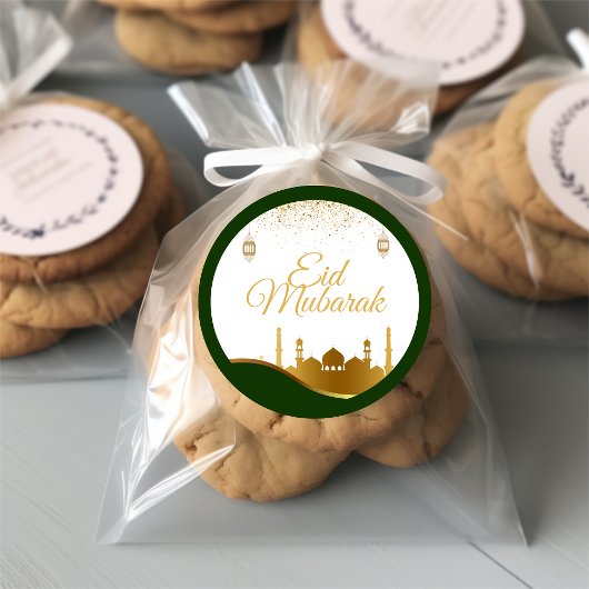 Islamic Eid Greeting Sticker – Gold Confetti