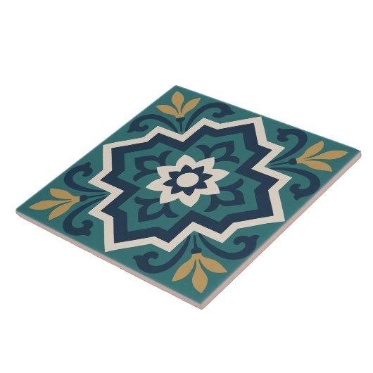 Islamic Floral Tile Pattern Tegeltje (Zijkant)