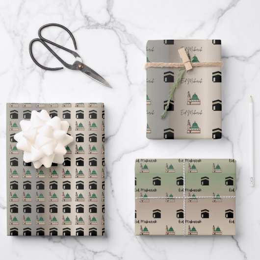 Islamic Gift Wrapping Paper – Kaaba & Prophet’s Mo (Voorkant)