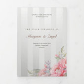 Islamic Nikah Wedding | Blush Peony Grey Stripe Drieluik Programma (Cover)