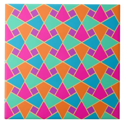 Islamic Pink, Oranje, Turquoise, Green Gold-effect Tegeltje (Voorkant)