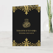 Islamic Weddenschap Black and Gold Foil Damask (Voorkant)