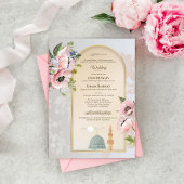 Islamic Wedding Invitation Pink Acrylic Invitation