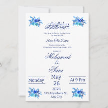 Islamische Save the Date Kaart Koninklijk Blauw Aq