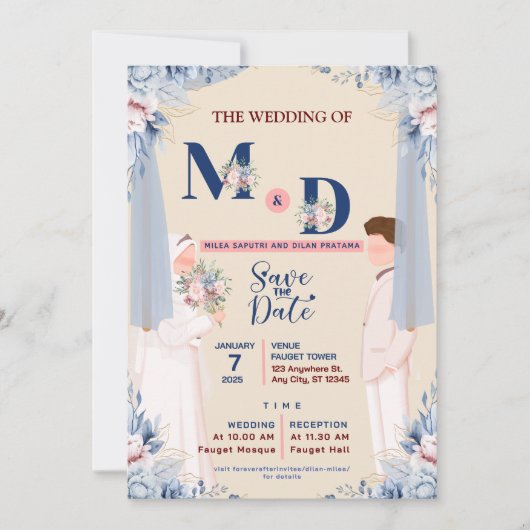 Islamische Save the Date Kaart op Maat door Collab (Voorkant)