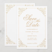 Islamische witte Save The Date-aankondigingskaart Date (Voorkant / Achterkant)