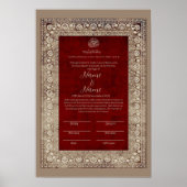 Islamitisch Elegant Rood en goud Nikkah certificaa Poster (Voorkant)