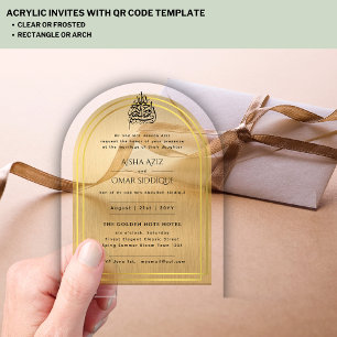 Islamitisch goud  Nikah Walima Muslim Elegant Acryl Uitnodigingen