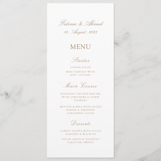 Islamitisch Moslim Goud Nikah Bruiloft Menu (Voorkant)