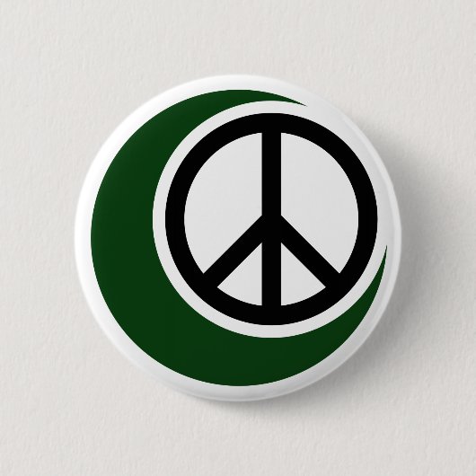 Islamitisch moslimsymbool met vredesteken ronde button 5,7 cm (Voorkant)