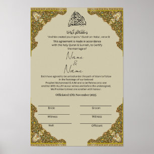 Islamitisch Nikkah Certificaat Poster