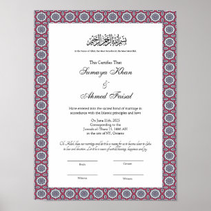 islamitisch nikkah certificaat poster