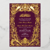Islamitisch Paarse pruim bruiloft Ottomaans Turks Folie Uitnodiging (Voorkant)