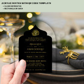 Islamitisch Zwart Goud Nikah Moslim Elegant Moskee Acryl Uitnodigingen