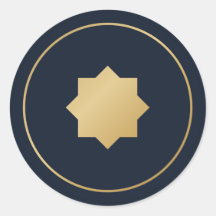 Islamitische achtpuntige ster Navy Gouden Sticker