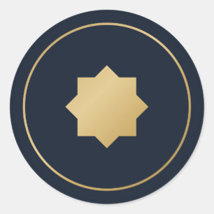 Islamitische achtpuntige ster Navy Gouden Sticker