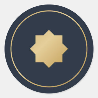 Islamitische achtpuntige ster Navy Gouden Sticker