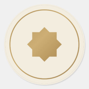 Islamitische achtpuntige ster roomgouden sticker