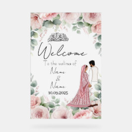 Islamitische bloemen roze acryl bruiloft teken acryl bord