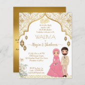 Islamitische bruiloft uitnodiging goud met bruidsp (Voorkant / Achterkant)