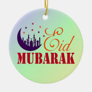 Islamitische Eid Groeten - Modern Eid Mubarak Wit Keramisch Ornament
