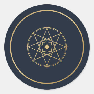 Islamitische Geometrische Medaillon Marinegoud Sti Ronde Sticker