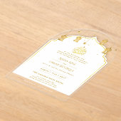 Islamitische Gouden Nikah Walima Moslim Moskee Ele Acryl Uitnodigingen (Laagn)