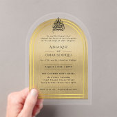 Islamitische Gouden Sierlijke Nikah Walima Moslim Acryl Uitnodigingen (Insitu (Draagbaar))