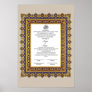 Islamitische grens ontwerp patroon Nikkah certific Poster