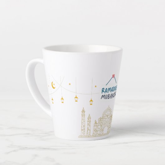 Islamitische Halve Maan Ramadan Kareem Typografisc Latte Mok (Linkerhoek)