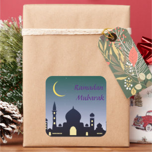 Islamitische Halve Maan Ramadan Kareem Typografisc Vierkante Sticker