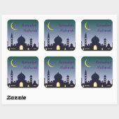 Islamitische Halve Maan Ramadan Kareem Typografisc Vierkante Sticker (Vel)
