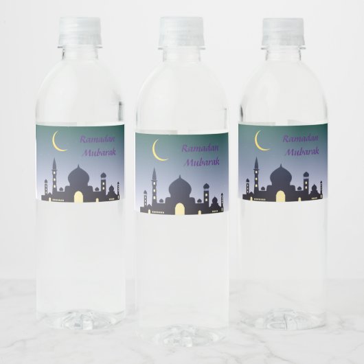 Islamitische Halve Maan Ramadan Kareem Typografisc Waterfles Etiket (Flessen)